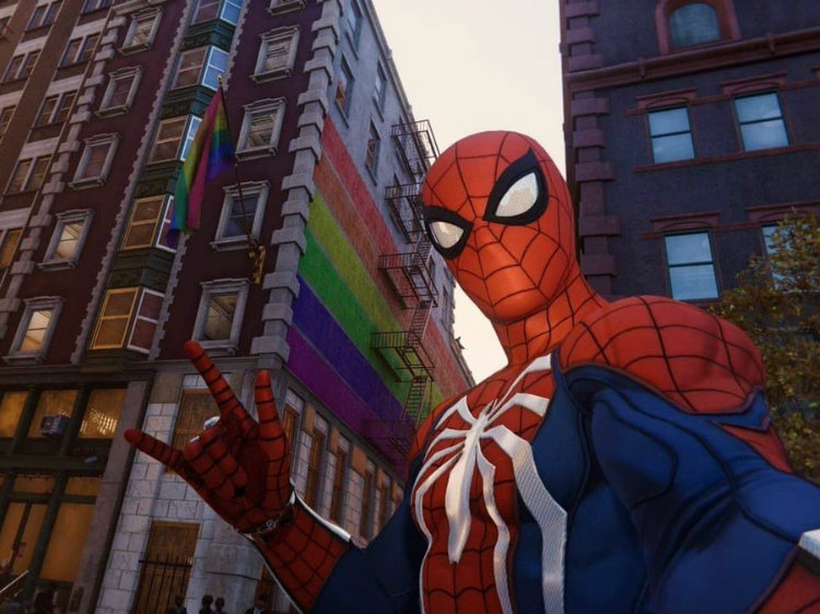 Gay pride flags in spiderman