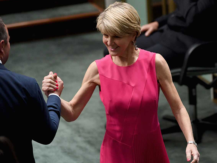 julie bishop red dress