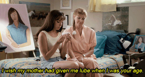 Clip from movie 'The To Do List' where mother gives daughter lube, saying it's the sex toy she wishes her mother had given her at that age.