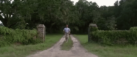 Tom Hanks running in Forest Gump, to show the eagerness with which we are running toward the lube sex toy talk.