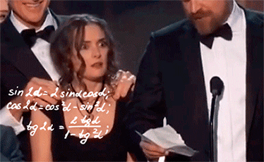 Winona Ryder confused at awards show with math calculations edited over the top.