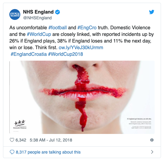 The NHS ad that drew attention to domestic violence rates around football matches