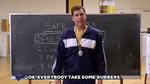 Mean Girls scene of coach offering condoms to students, which is one strategy to reduce the chance of herpes transmission.