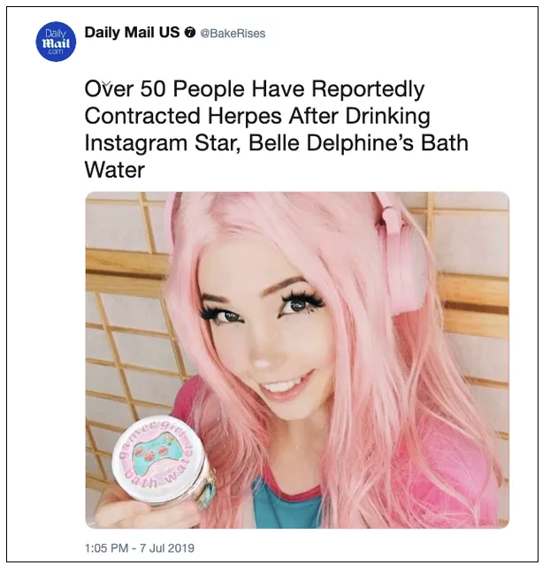 Belle Delphine banned from Instagram — is her sold-out bath water